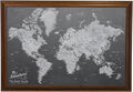 Canvas - Personalized Stormy Dreams World Push Pin Travel Map with Brown Frame