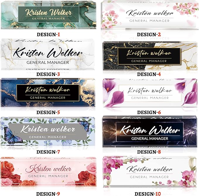 Desk Name Plate Personalized, Premium Blue Marble Acrylic Desk Name Plate, Personalized Name Plate for Desk, Office Decor for Women or Men Coworkers, Boss, Employee, Teacher