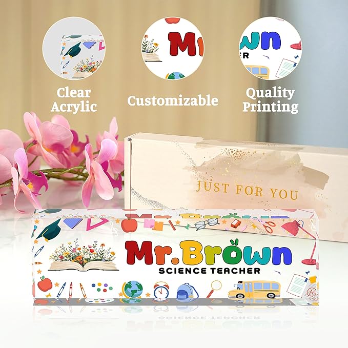 Custom Desk Name Plate Personalized, Acrylic Name Plate for Desk, Office Desk Decor for Women and Men, Employee Appreciation Gifts Office Gifts for Boss, Manager, Teacher, Nurse, MYZDA28