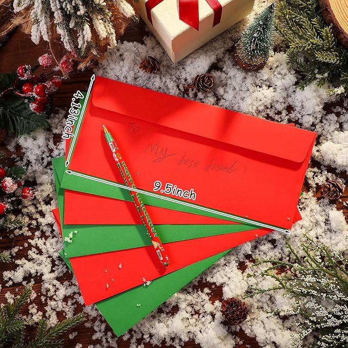 Outus 500 Pcs #10 Colored Envelopes Business Envelopes Adhesive Security Letter Size for Mailing Office Letter Check Invoices Letterhead Invitations Announcements 4-1/8 x 9-1/2''(Red, Green)