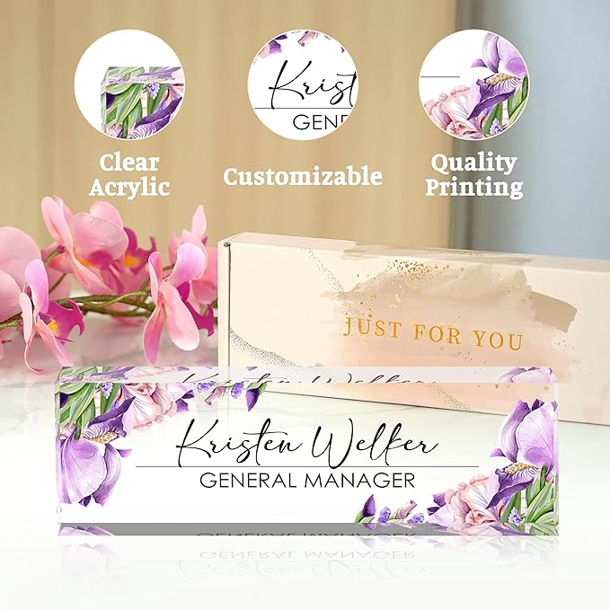 Personalized Lily Name Plates for Office - Gifts for Teacher, Boss, Employee Appreciation - Desk Decor