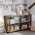 IRONCK Bookshelf Double Wide 55 in 3-Tier, Industrial Bookcases, Wood and Metal Bookshelves, Book Shelves for Home Office Decor Display