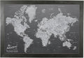 Canvas - Personalized Stormy Dreams World Push Pin Travel Map with Rustic Black Frame