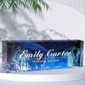 Custom Desk Name Plate Personalized, Acrylic Name Plates for Desk, Office Decor Personalized Gifts for Teacher Coworkers Boss Nurse (Glittering Blue Sea)