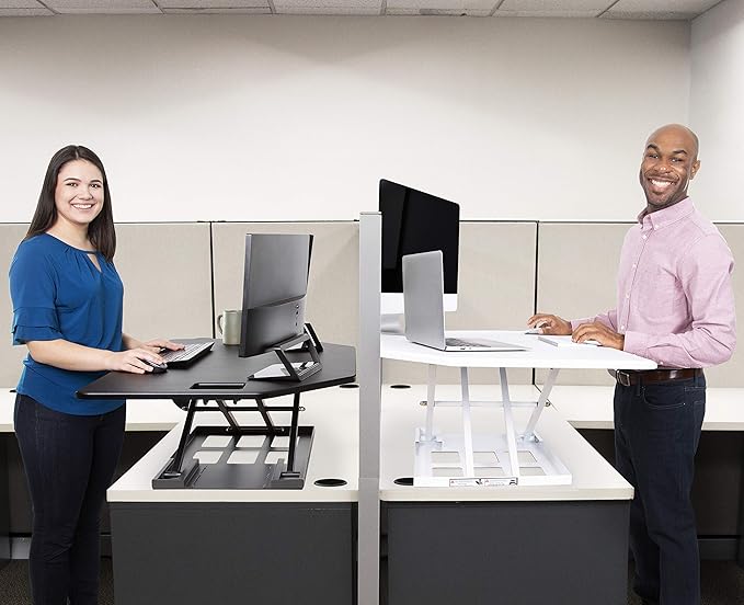 Stand Steady X-Elite Pro | Premier Corner Standing Desk Converter | Extra Large 40 Inch Sit to Stand Workstation | Height Adjustable for Cubicles and L-Shaped Desks (27.25" L x 39.25" W)