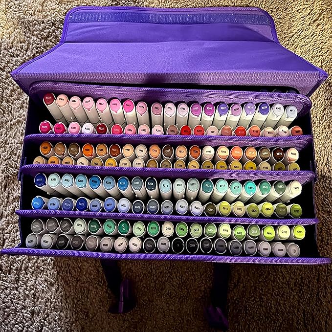 Marker Case, 171 Slots Purple Alcohol Marker Case Markers Carrying Bag Holder for Art Sketch Marker, Permanent Paint Marker, Dry Erase Marker, Repair Marker Pen, Color Highlighte Art Supplies