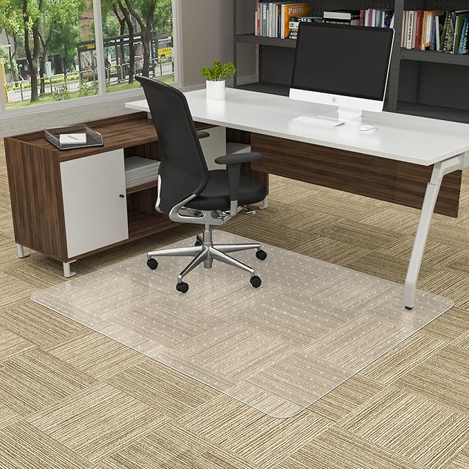 Amyracel Large Office Chair Mat for Low Pile Carpet - 35" x 55" Clear Computer Desk Mat for Home & Offices, Easy Glide Plastic Floor Mat for Office Chair On Carpet