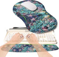 2-in-1 Ergonomic Set, Wave Rise Keyboard Wrist Rest and Massage Bulge Slope Mouse Pad Wrist Support, Cushion Memory Foam Integrated to Relieve Wrist Pain, Galaxy Mandala