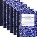 BAZIC Products Composition Book Blue Marble Unruled Ruled 100 Sheet Notebook, Blank Page Journal Comp Notebooks for School, 6-Pack