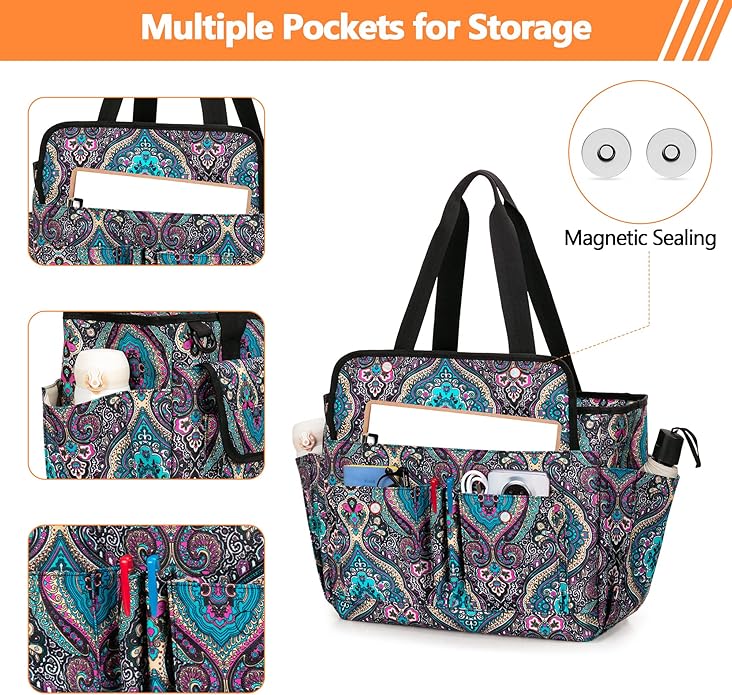 LoDrid Large File Folder Bag with Padded Sleeve for 15.6'' Laptop, File Organizer with Reinforced Straps for Work