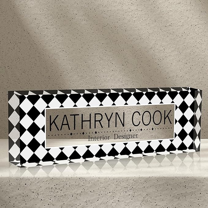 Personalized Name Plate for Desk - Office Gifts for Teacher, Boss, Employee Appreciation - Desk Decor (Chessboard1)