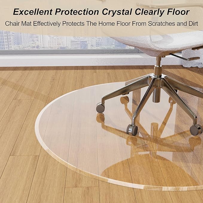MESAILUP Beveled Edge 48" Round Chair Mat for Carpet or Hardwood Floor Crystal Clear, 48" x 48" for a Smooth Glide and Easy Roll On/Off, Heavy Duty and Non-Slip Floor Ultimate Clear Chair Mat