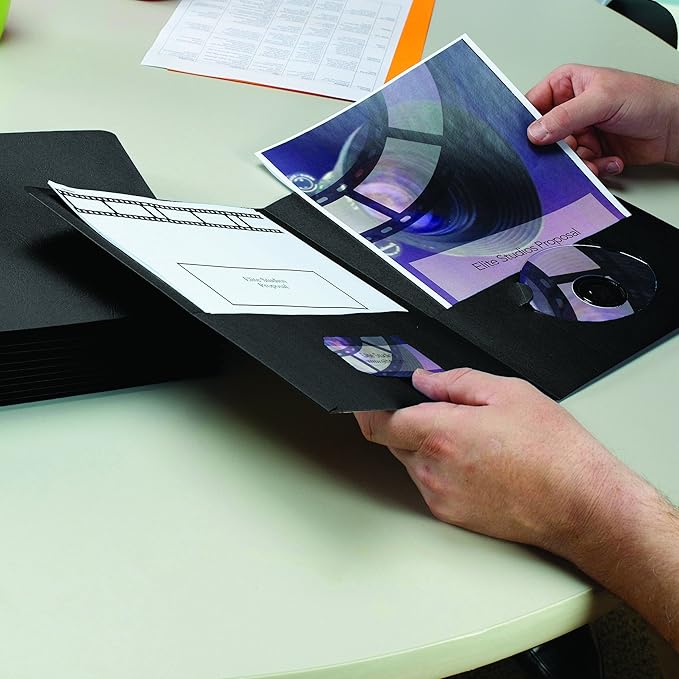 Smead Two-Pocket Heavyweight Folder, Letter Size, Black, 25 per Box (87853) (Pack of 2)