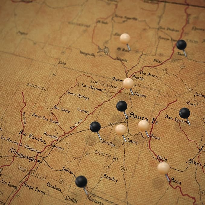Conquest Maps Push Pin New Mexico Map Board - With Push Pins to Mark New Mexico Travels - Handmade in Ohio, USA - Design: Golden Aged