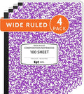 EPI 4 Pack - Purple Marble Composition Notebook - Wide Ruled 200 Page Note Book - 9.75 x 7.5 Inch Hardcover Journal with Sewn Binding for Secure Pages - Classroom Back To School Supplies