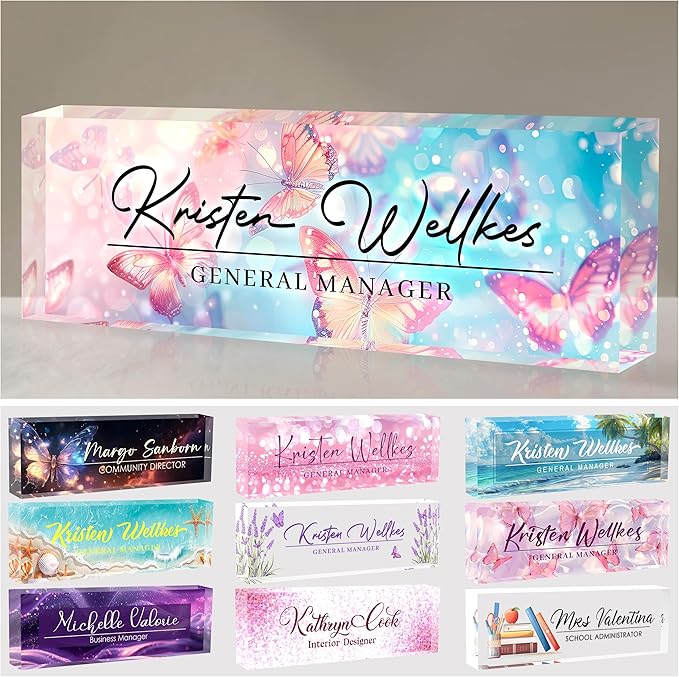 Acrylic Desk Name Plate Personalized, Office Desk Decor, Employee Appreciation Gifts, The Office Gifts for Boss, Manager, Teacher