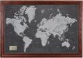 Personalized Stormy Dreams World Travel Map with Solid Wood Cherry Red Frame