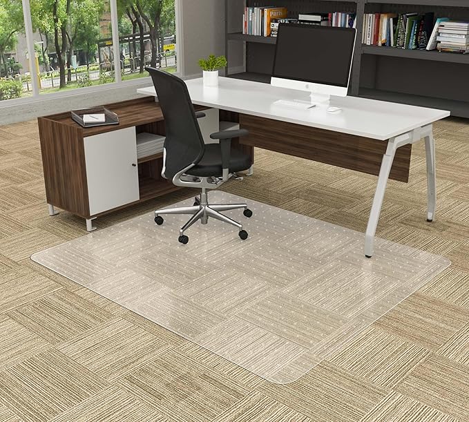 Amyracel Extra Large Office Chair Mat for Low Pile Carpeted Floors - 46" x 60" Clear Desk Chair Floot Mat for Home & Offices, Easy Glide Plastic Floor Mat for Office Chair On Carpet