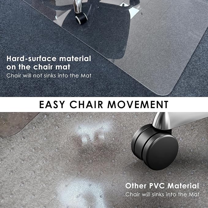 Kuyal 2 Pack 1/5" Thick Office Chair Mat, 32" x48" Heavy Duty Hard Computer Chair Mat, Under Desk Protector Carpeted Floors Mats, Easy Chair Movement, Can be Used on Carpet or Hard Floor, Ship Flat