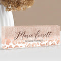 Custom Name Plate for Desk | Personalized Desk Name Plate | Personalized Boss Employee Appreciation Gifts | Acrylic Name Plate Office Desk Accessories (A-Rose Gold Leopard Print)