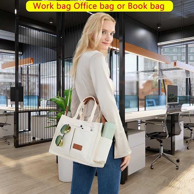 Canvas Tote Bag for Women,Women's Bags Crossbody Bags Work Laptop Tote Bag Large Handbags Purse for Travel Nurse Teacher