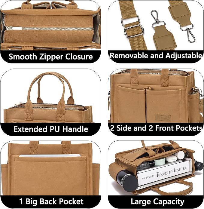 Canvas Tote Bag for Women,Women's Bags Crossbody Bags Work Laptop Tote Bag Large Handbags Purse for Travel Nurse Teacher