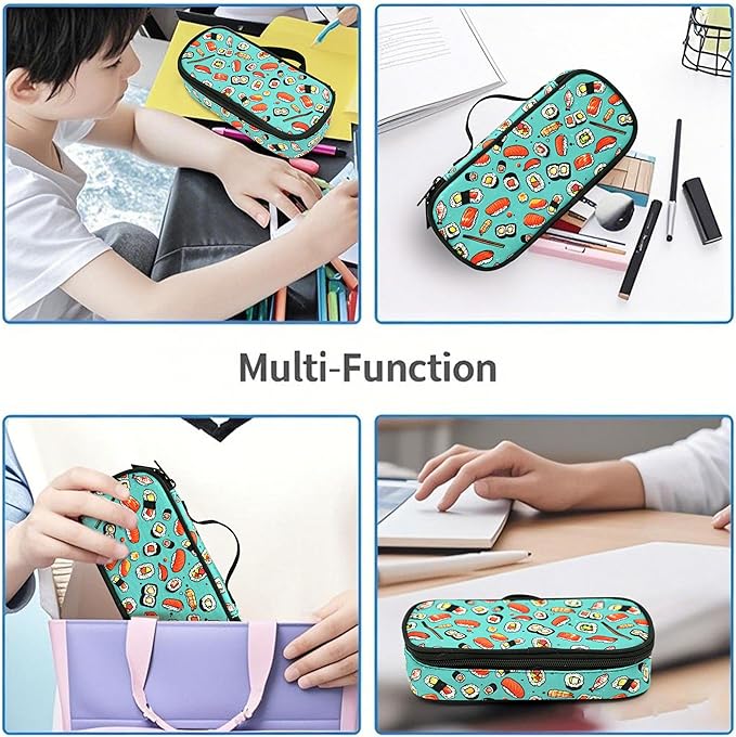 Sushi Pencil Case Pencil Pouch Large Capacity Pen Bag School Office Organizer Stationery Storage Box For Girls Boys Teen Kids