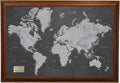 Personalized Stormy Dreams World Travel Map with Brown Frame