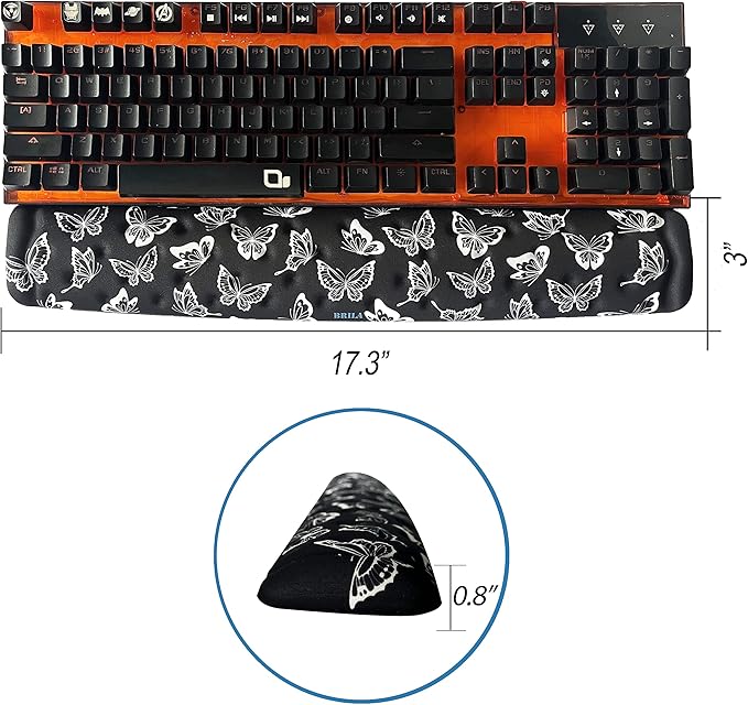BRILA Keyboard Wrist Rest Support Cushion Pad for Computer, Laptop, Office Work, PC Gaming - Memory Foam Gel with Massage Holes Design - Non-Slip Easy Typing Wrist Pain Relief
