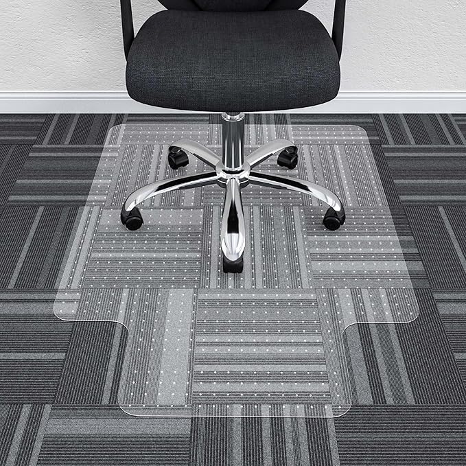 HOMEK Office Chair Mat for Low Pile Carpeted Floors - 30" x 48" Clear Carpet Chair Mats for Home & Office, Studded Floor Mat for Office Chair on Carpet