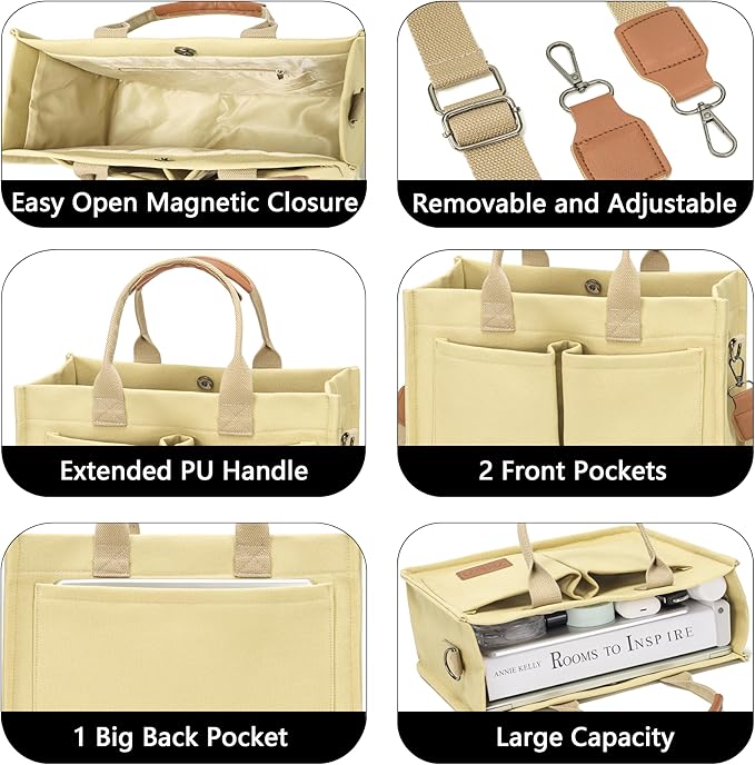 Canvas Tote Bag for Women,Women's Bags Crossbody Bags Work Laptop Tote Bag Large Handbags Purse for Travel Nurse Teacher