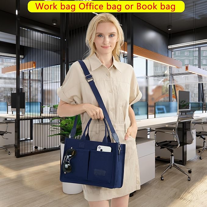 Canvas Tote Bag for Women,Women's Bags Crossbody Bags Work Laptop Tote Bag Large Handbags Purse for Travel Nurse Teacher