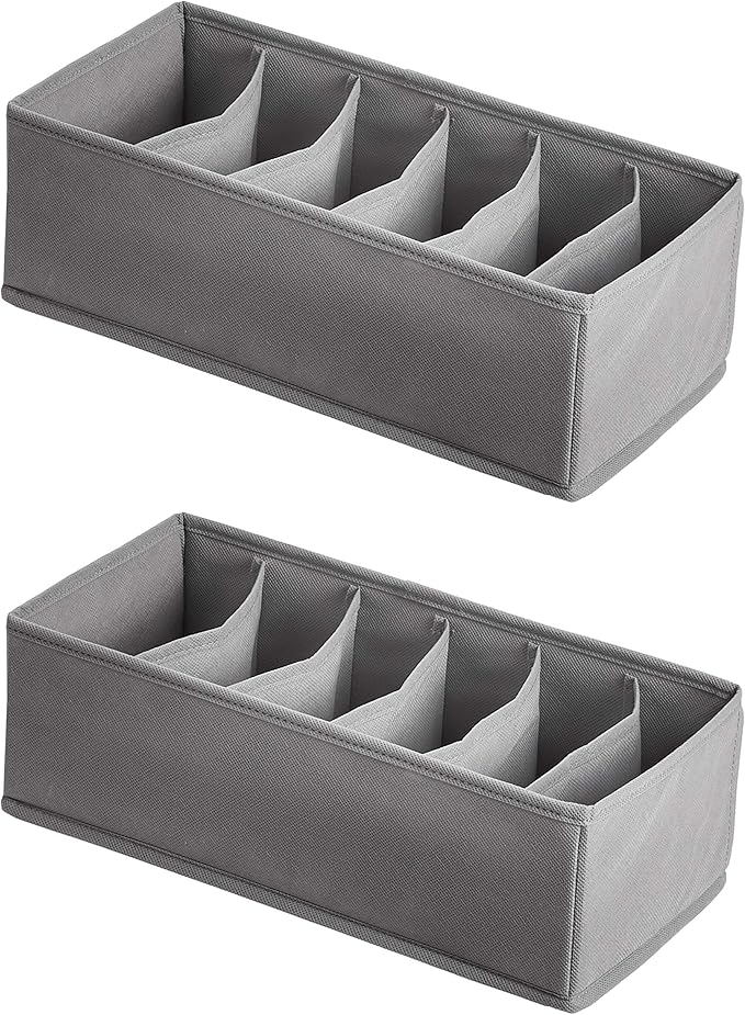 Amazon Basics Underwear Dresser Drawer Organizers, Pack of 2, Gray