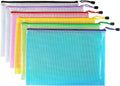 6 Pack Mesh Zipper Pouch Bags, Waterproof Zipper Pouch Zip File Folders for Organization School Office Supplies Travel Storage Bags (Colorful)