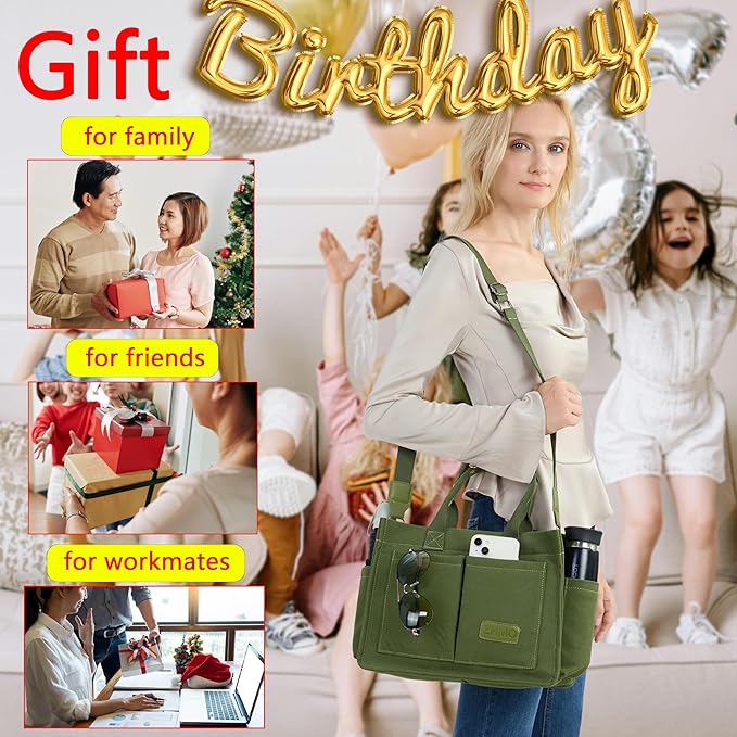 Canvas Tote Bag for Women,Women's Bags Crossbody Bags Work Laptop Tote Bag Large Handbags Purse for Travel Nurse Teacher