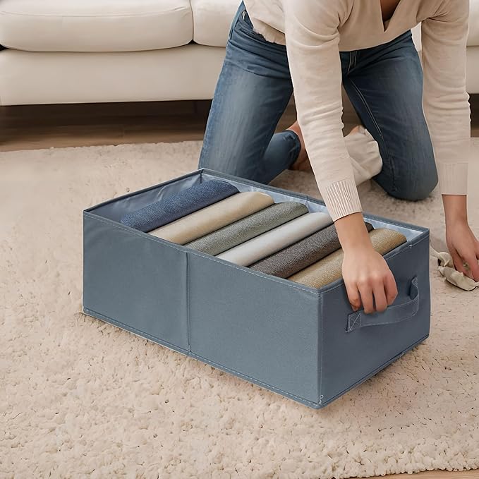 2 Pack Large Wardrobe Closet Organizer - Drawer Organizer Clothes, Efficient Jeans Organizer for Closet, Versatile Closet Organizers and Storage (Dark Grey, 17.7" L x 9.8" W x 7.1" H)