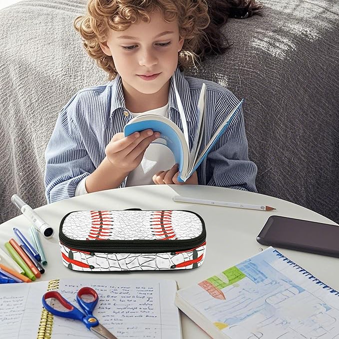 Baseball Pencil Case Pencil Pouch Large Capacity Pen Bag School Office Organizer Stationery Storage Box For Girls Boys Teen Kids