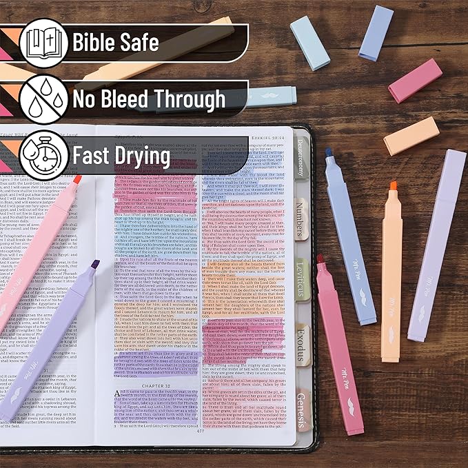 Mr. Pen- Aesthetic Highlighters, 8 pcs, Chisel Tip, Assorted Colors, No Bleed Bible Highlighter Pastel