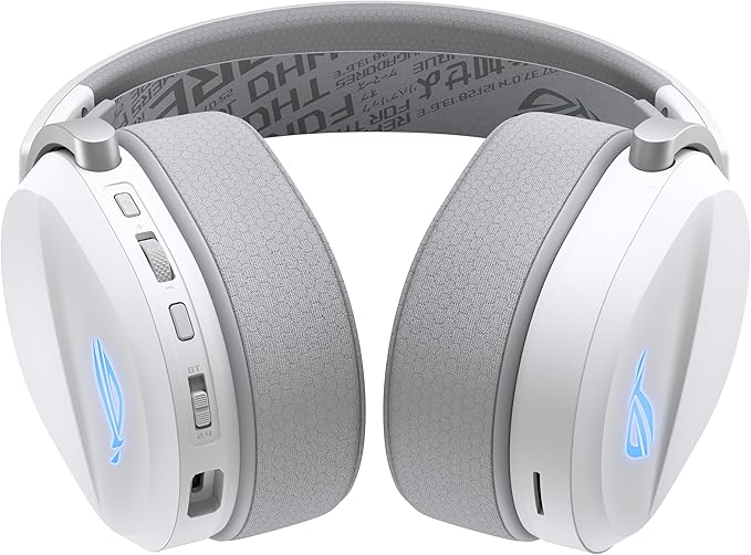 ASUS ROG Pelta Wireless Gaming Headset with Detachable Mic – Tri-Mode (BT, 2.4GHz, USB-C) 50mm Titanium-Plated Drivers, 70Hr Battery, Ergonomic, Lightweight, for PC, PS5, PS4, Switch, Mobile - White