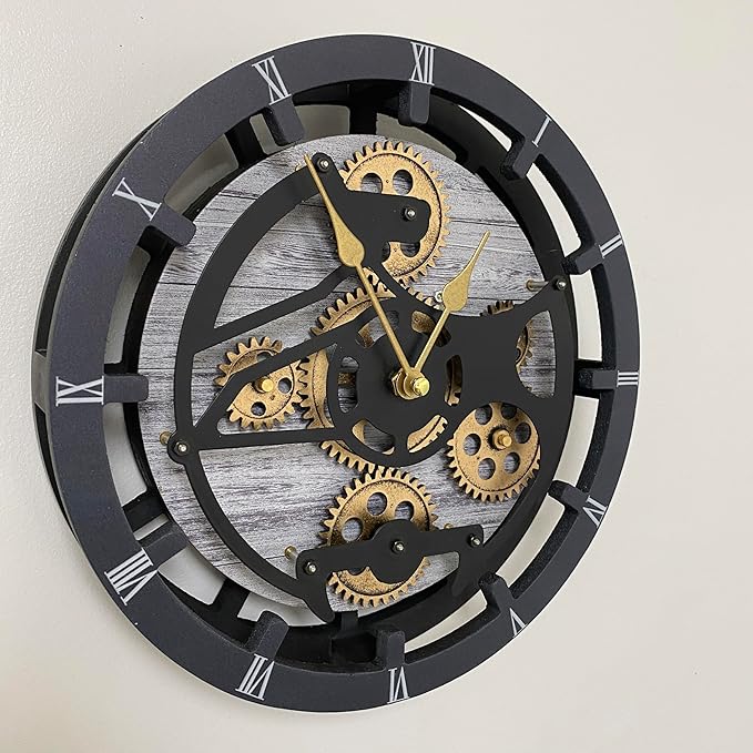 The Gears Clock Desk Clock 10 inches with Real Moving Gears Convertible into Wall Clock (Silver Glamour)