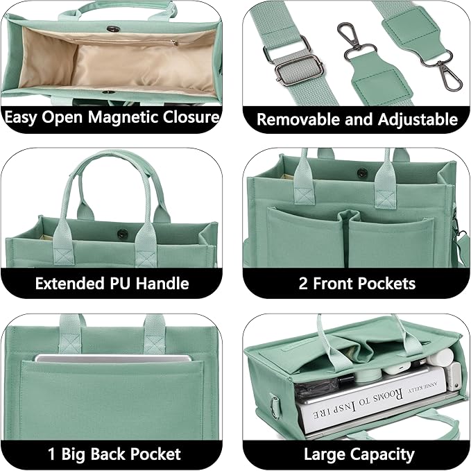 Canvas Tote Bag for Women,Women's Bags Crossbody Bags Work Laptop Tote Bag Large Handbags Purse for Travel Nurse Teacher