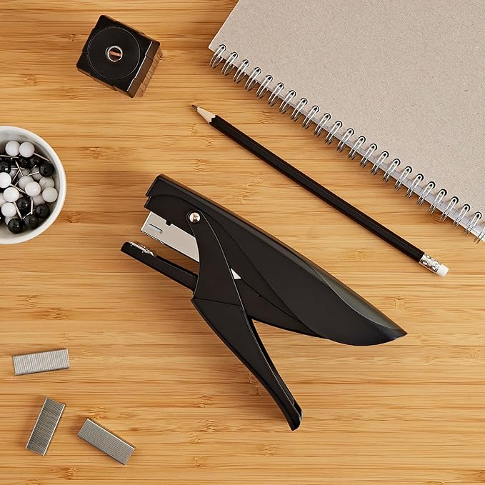 Amazon Basics Hand Held Plier Stapler, 25 Sheet Capacity,Heavy Duty Staper,Black