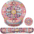 iLeadon Ergonomic Mouse Pad Set with Wrist Rest, Boho Design, Easy Typing & Pain Relief, Non-Slip Base for Home, Fuchsia