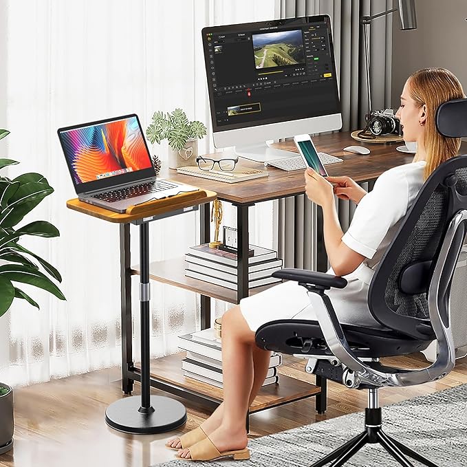 NAMON 2 in 1 Dual-use Music Stand & Desktop Book Stand, 100% Solid Wood, Height Adjustable from 16.5" to 51", Big Panel 16.5" * 11.8" with Page Paper Clip for Sheet Music (Dual Use Without T-Shape)