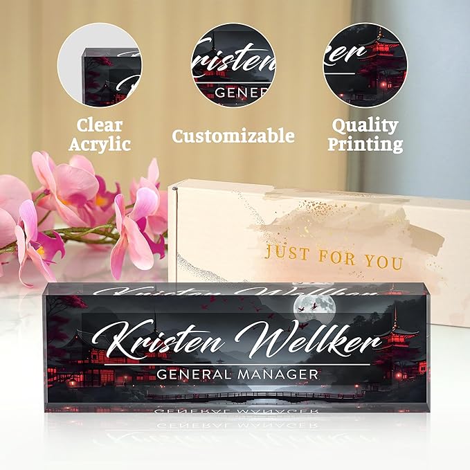 Desk Name Plate Personalized, Name Plate for Desk, Office Desk Decor for Women & Men, The Office Gifts Employee Appreciation Gifts for Boss, Manager, Teacher, Nurse