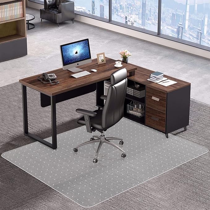 Amyracel Extra Large Office Chair Mat for Low Pile Carpeted Floors - 46" x 60" Clear Desk Chair Floot Mat for Home & Offices, Easy Glide Plastic Floor Mat for Office Chair On Carpet