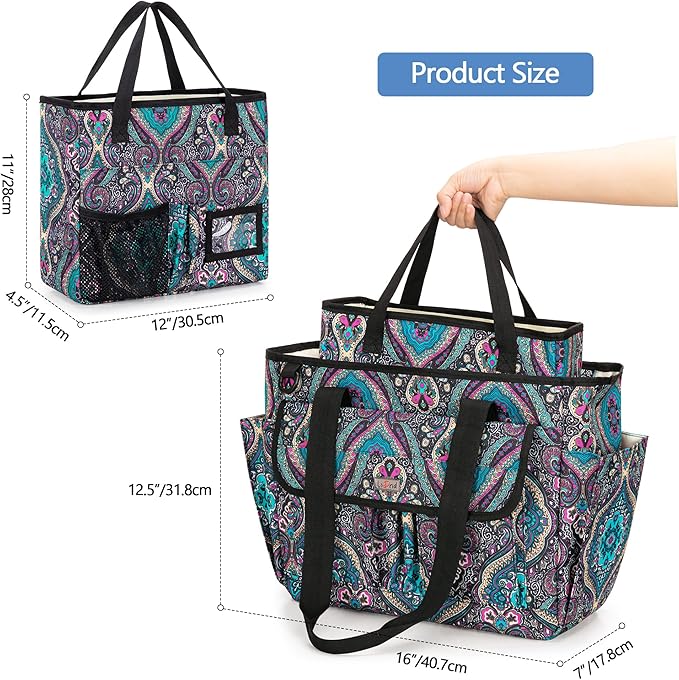 LoDrid File Bag with Extra Document Organizer Case for Letter Size File Folder, Large Utility Bag with 15.6” Laptop Padded Sleeve for Work, Business, Totem