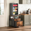 Mini Fridge Stand with 3 Storage, Mini Fridge Cabinet, Beverage Fridge Table, Heavy Duty 21.3" L* 22.7" W Tabletop, for Dorm, Apartment,Office, Bedroom Rustic Brown HB01BXN