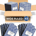 EPI 48 Pack - Blue Marble Composition Notebook - Wide Ruled 200 Page Note Book - 9.75 x 7.5 Inch Hardcover Journal with Sewn Binding for Secure Pages - Classroom Back To School Supplies