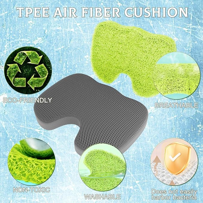 U-Shaped TPU Seat Cushion - Breathable & Eco-Friendly for All-Day Sitting, Wheelchair & Office Use (U-shaped Black)